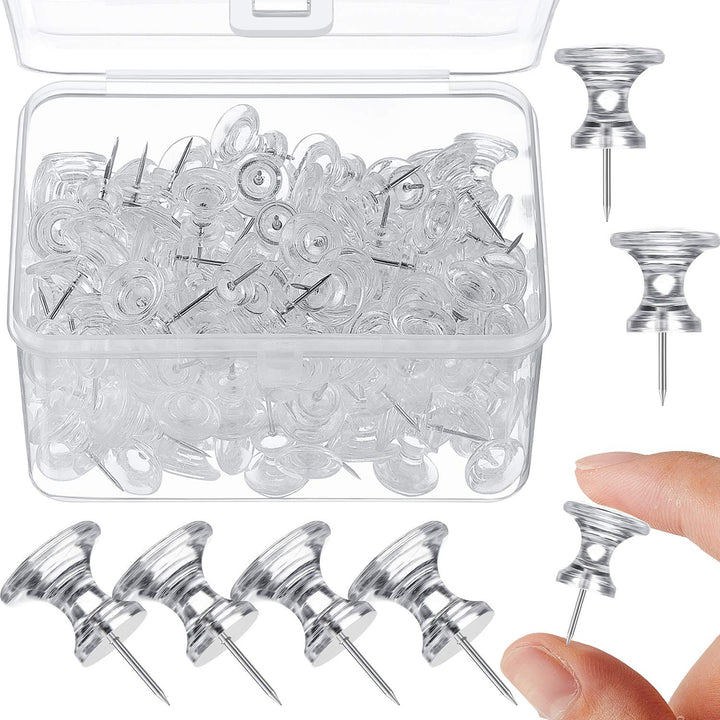100 Pieces Giant Push Pins Large Thumb Tacks Jumbo Push Pins 1 Inch Plastic Heads Pins for Cork Board Map Posters Office School (Clear)
