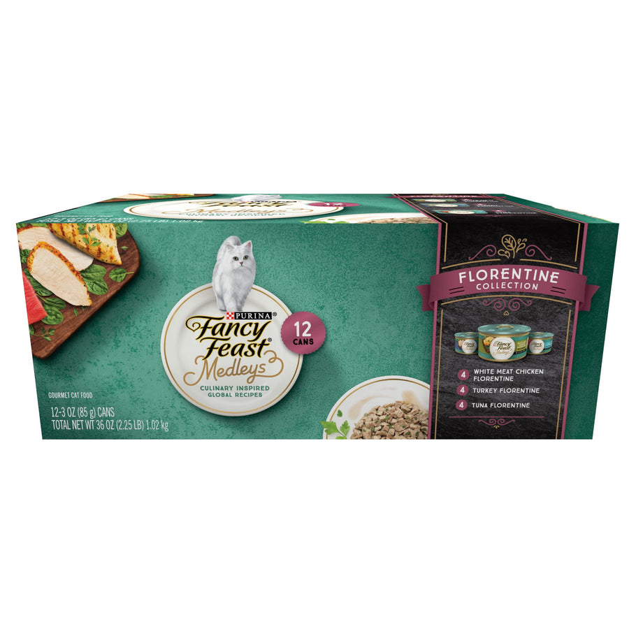 Purina Wet Cat Food Medleys Florentine Wet Cat Food Variety Pack - (2 Packs of 12) 3 oz. Cans