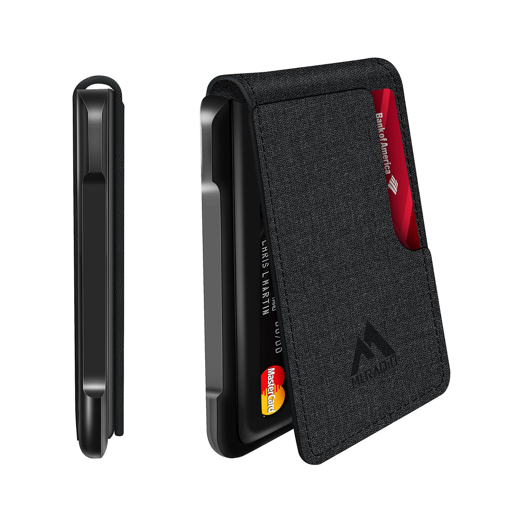 Mens Wallet Tactical Bifold Wallets for Men Metal RFID Blocking Aluminum Money Cards Holder Gifts for Men (Black PU)