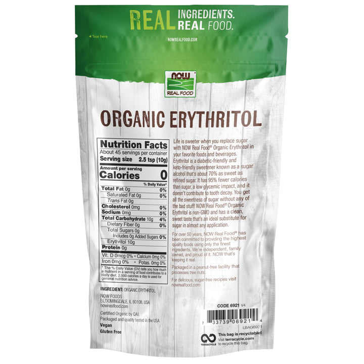 , Organic Erythritol, Pleasant Sweetner for Reduced-Calorie and Sugar-Free Recipes, Zero-Calorie, Low Glycemic Impact, 1-Pound (Packaging May Vary)