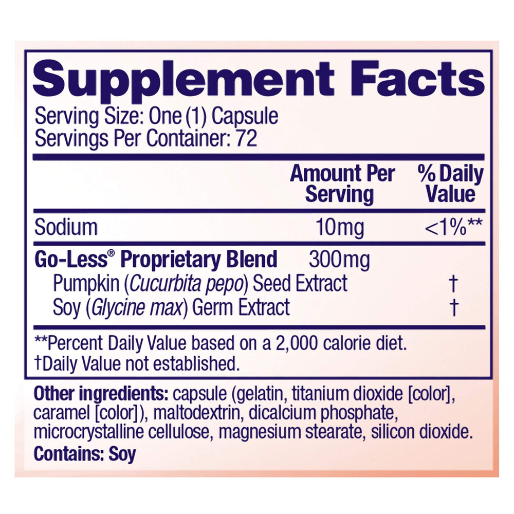 Bladder Control with Go-Less Daily Supplement | Helps Reduce Occasional Urgency, leakage due to laughing, sneezing and exercise††† | 72 Capsules