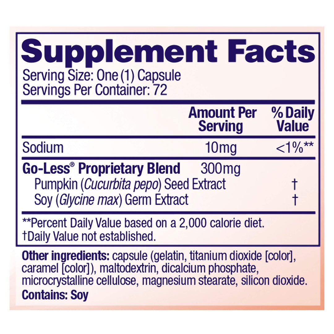 Bladder Control with Go-Less Daily Supplement | Helps Reduce Occasional Urgency, leakage due to laughing, sneezing and exercise††† | 72 Capsules