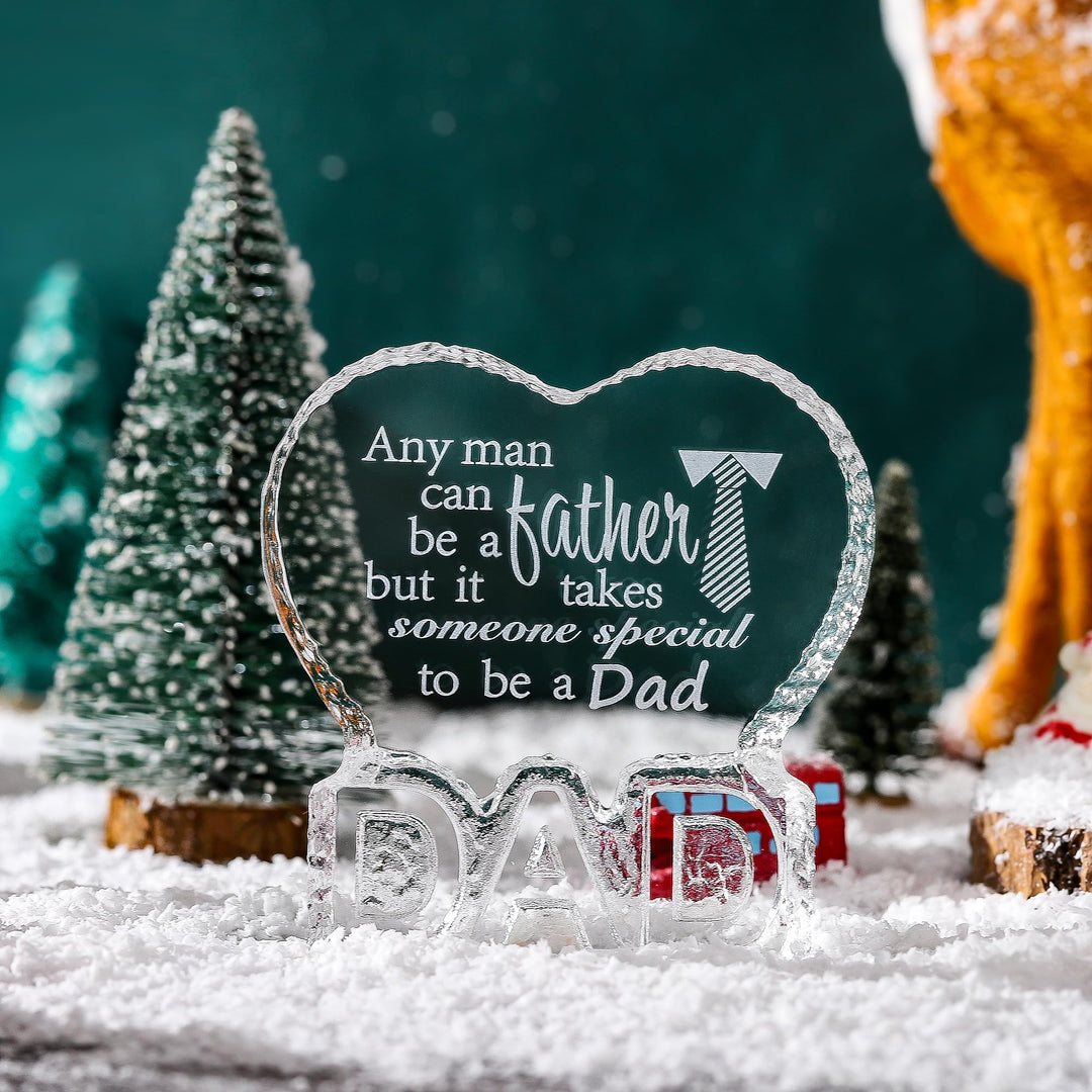 for Dad, Dad/Papa/Daddy Gifts from Daughter/Son/Kids - DAD Shape Crystal Decor for Birthday Fathers Day