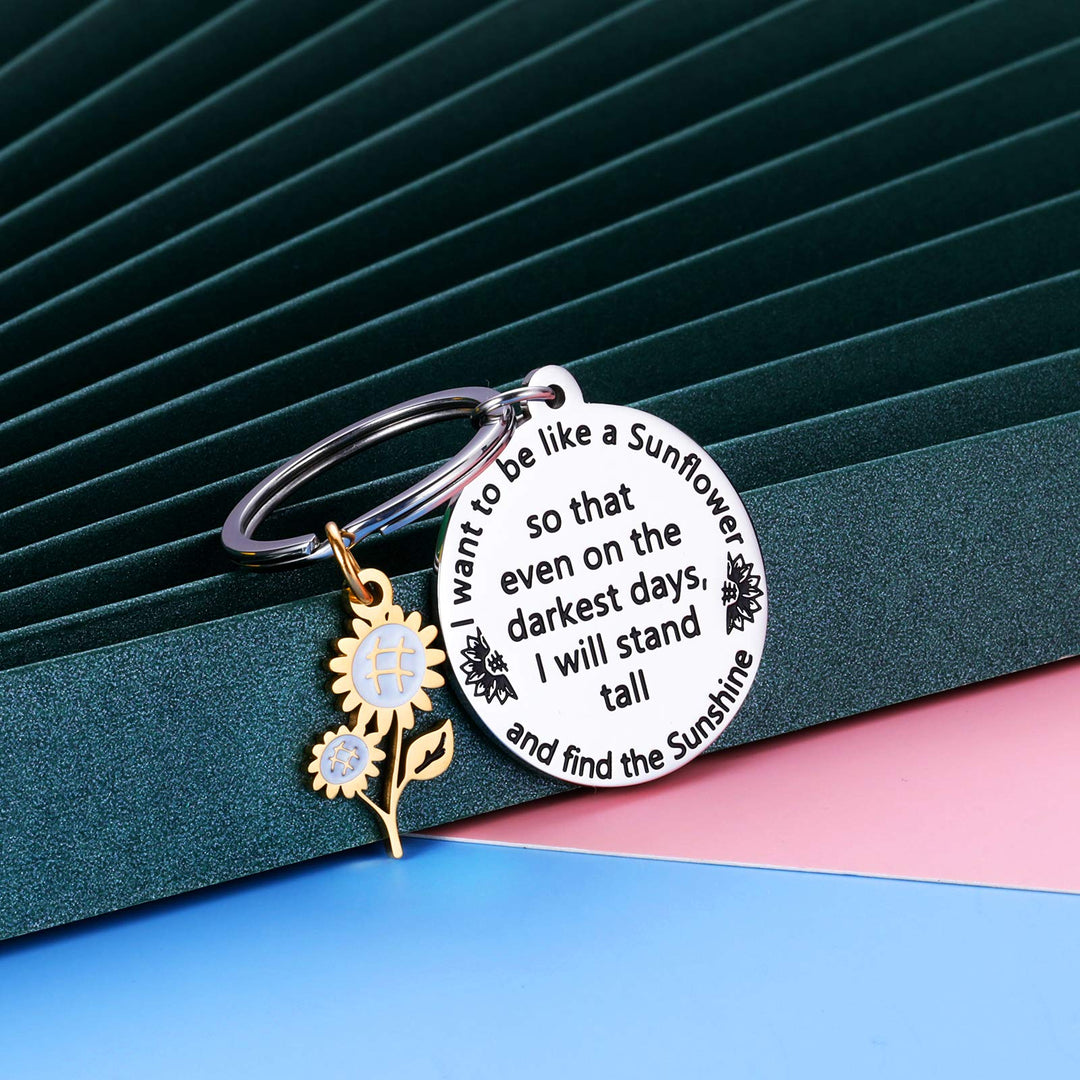 Sunflower Gifts for Women Sunflower Keychain Inspirational Bulk Gifts Birthday Christmas Sweet Graduation Floral Gifts for Adult Teen Girls Daughter Come of Age Friendship Present Stocking Stuffers