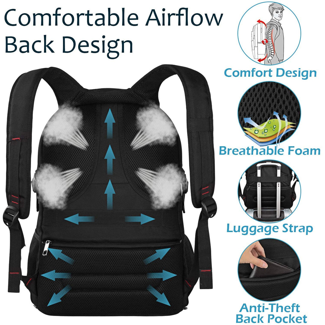 Travel Laptop Backpack,Extra Large Capacity TSA Friendly Anti Theft Backpacks with USB Charging Port,Water-Resistant Men Business College Computer Bookbag Fits 17 Inch Laptop&Notebook