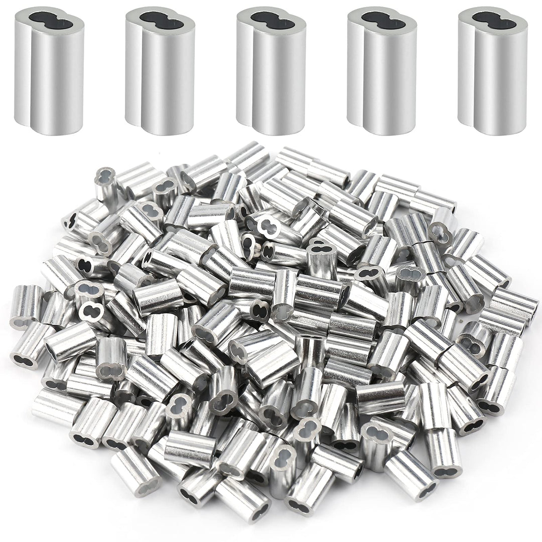 200 Pcs Aluminum Crimping Loop Sleeve 1/16, Cable Ferrule Wire Rope Sleeves Loop Sleeve (200 Pcs)