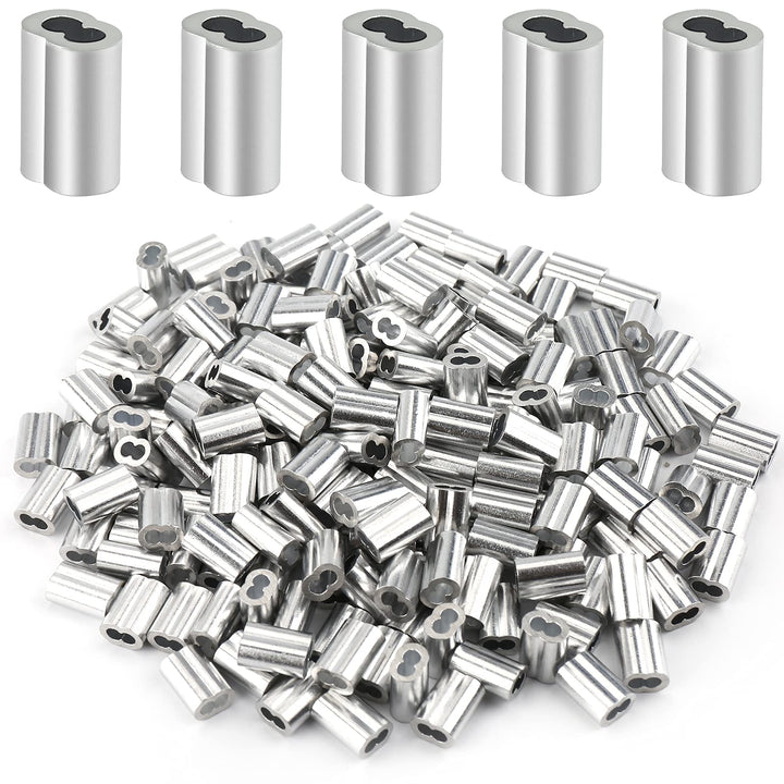 200 Pcs Aluminum Crimping Loop Sleeve 1/16, Cable Ferrule Wire Rope Sleeves Loop Sleeve (200 Pcs)