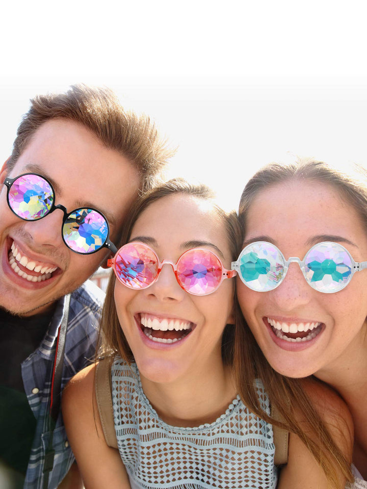 3 Pieces Festival Kaleidoscope Rave Glasses Goggles Kaleidoscope Sunglasses Diffraction Glasses Prism Rainbow Sunglasses