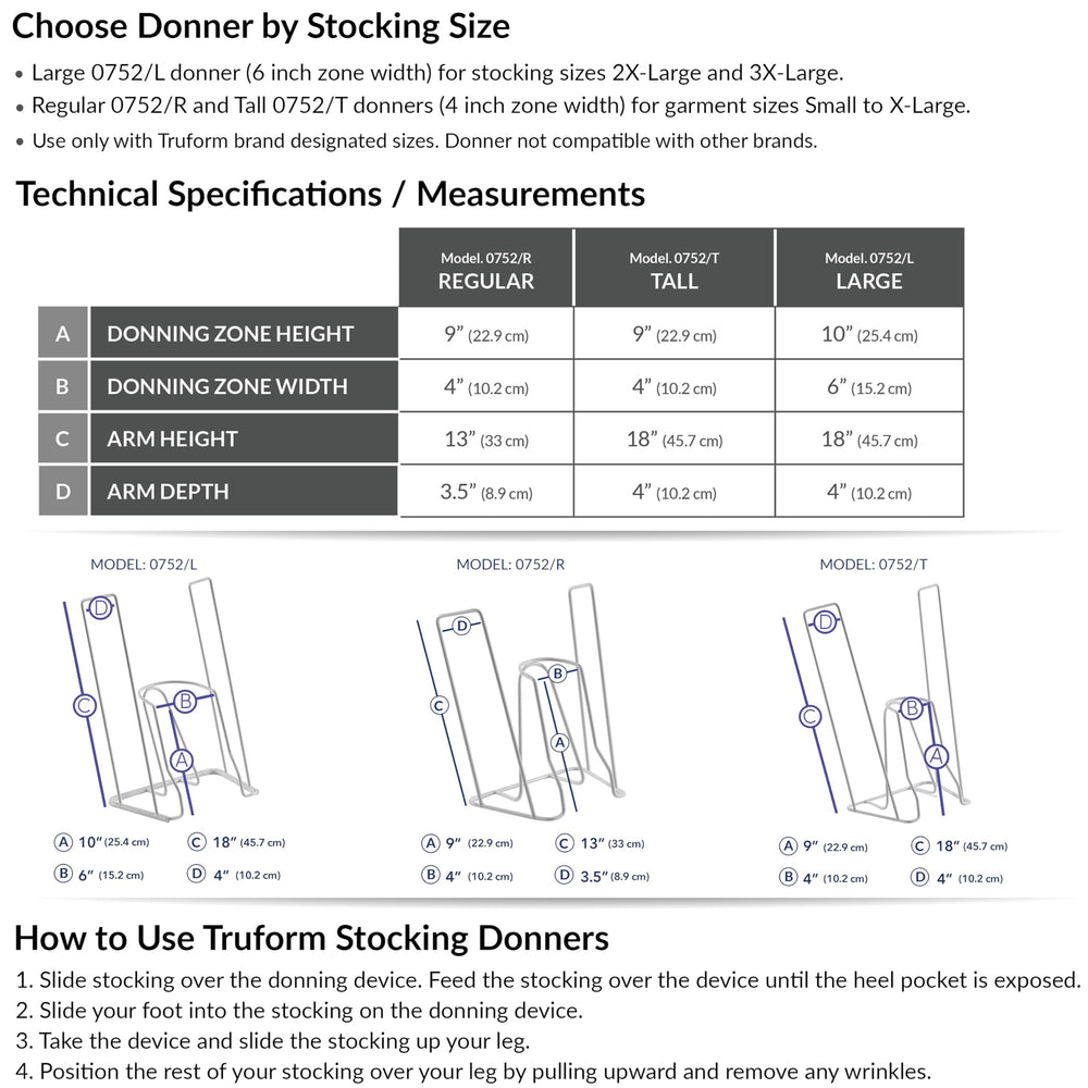 Stockings Donner, Helper for Applying Compression Socks, Regular Size Foot Zone for S-XL Garments