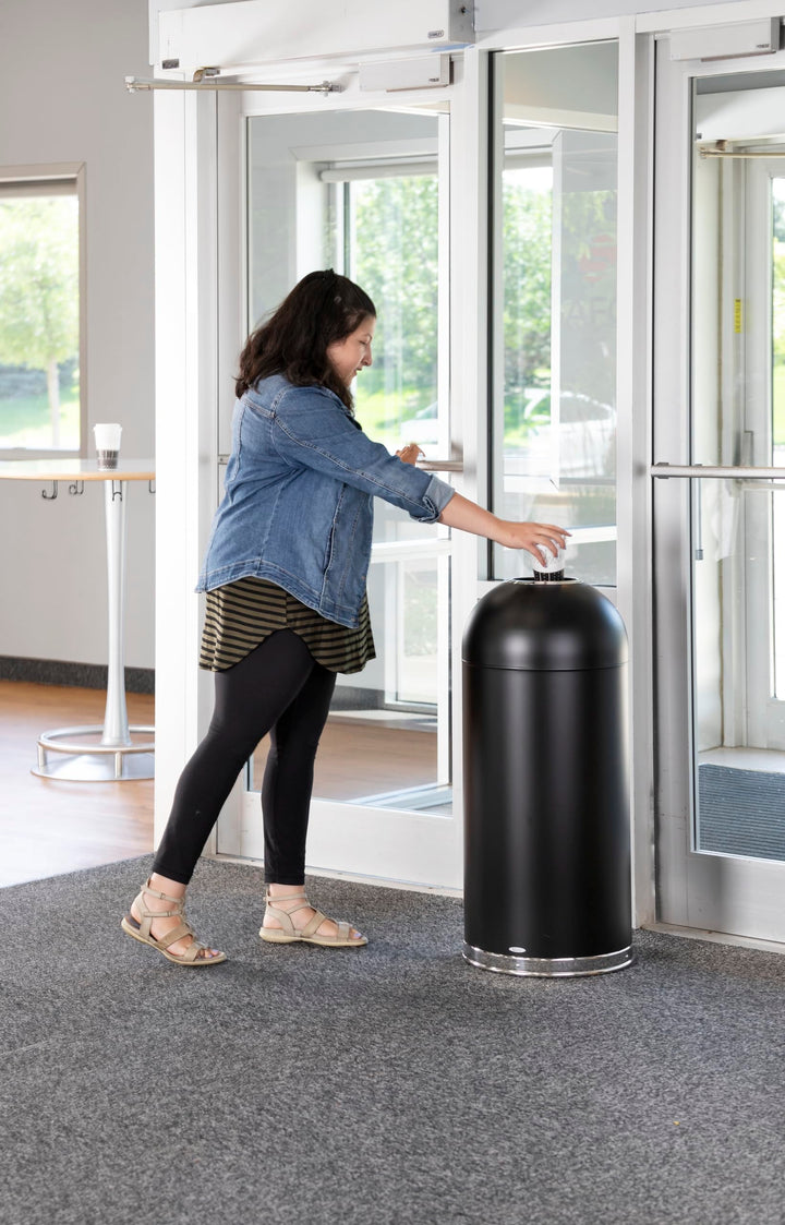 Open Top Dome Trash Can, Touch-Free Garbage Bin, Durable, Puncture-Resistant, 15 Gallons, Black