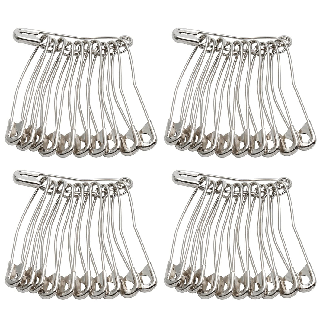 60Pcs Curved Safety Pins Size 4, 2-1/4 inch / 57mm Quilting Basting Pins, Bent Safety Pins for Quilting and Knitting (Sliver)