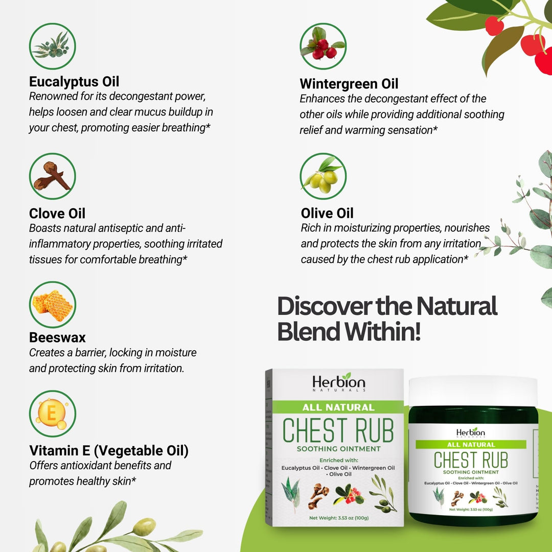 Chest Rub, 3.53 oz - Natural Soothing Ointment with Soothing Vapors for Adults & Children 2+ - Relieves Cough, Cold, Nasal & Chest Congestion – Reduces Muscle & Joint Aches