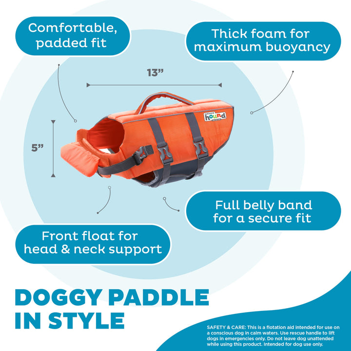 Granby Splash Orange Dog Life Jacket, Small