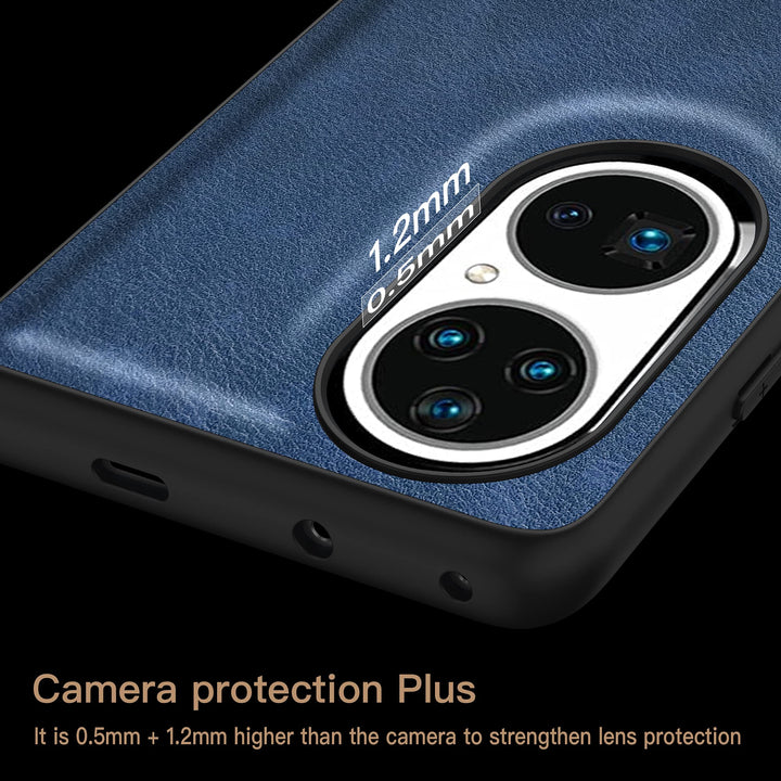 Anccer Compatible with Huawei P50 Pro Case, Elegant Leather Three-Layer Back with Soft Silicone Edge Shockproof Protective Cover (Blue)