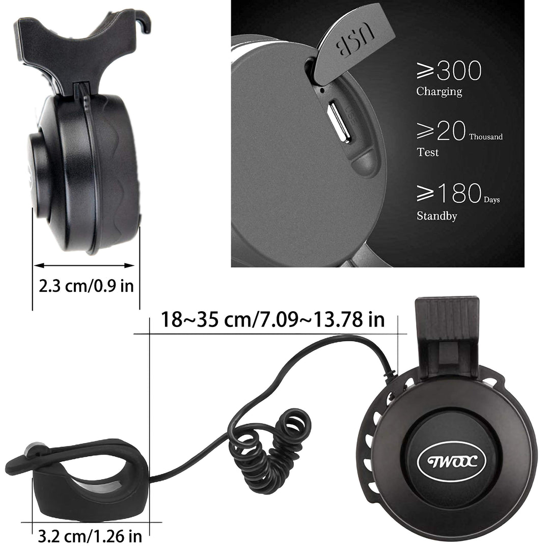 Electric Bike Horn 100dB Rechargeable - Waterproof Electronic Bicycle Bell with 4 Sound Modes & Easy Mount for Mountain Bikes, Kids Bikes, Adult Bicycles (Black)