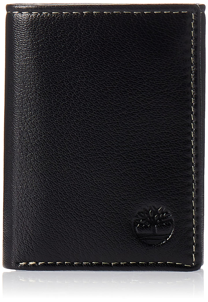 Men's Leather Trifold Wallet with Id Window, Black (Blix), One Size