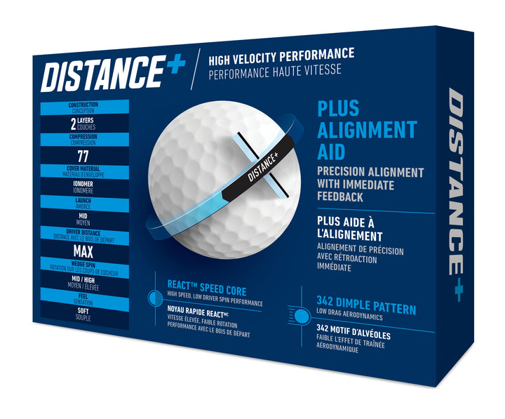 Golf 2021 TAYLORMADE DISTANCE+ DOZEN GOLF BALLS, WHITE