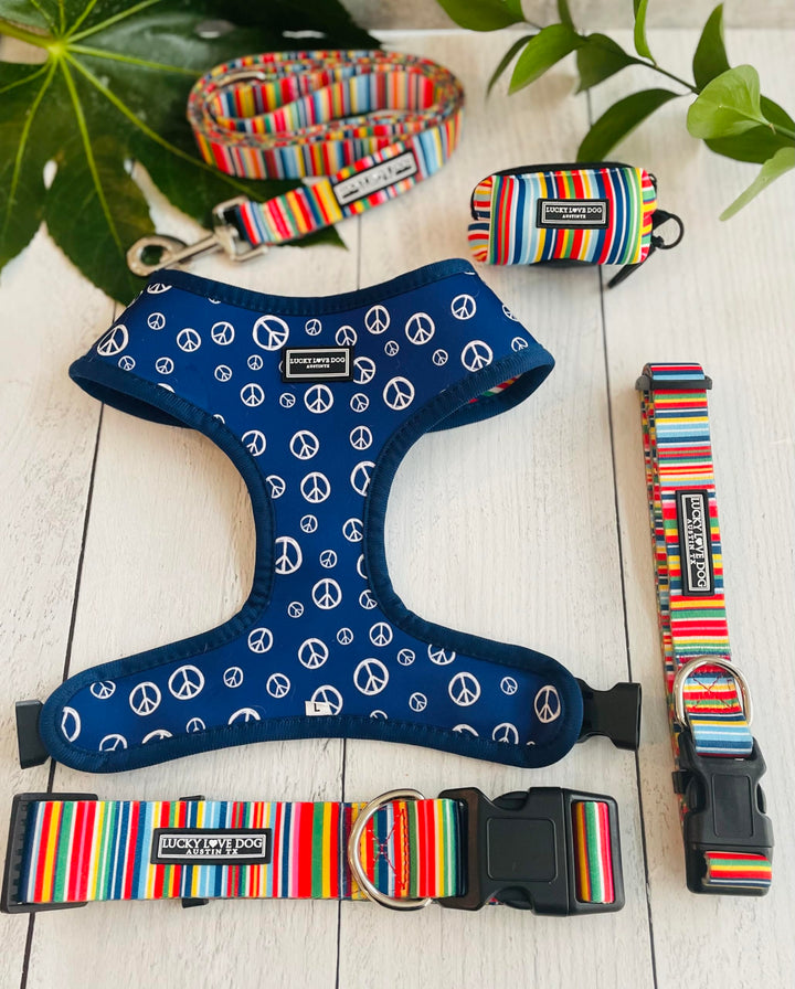 Collars for Large Dogs Rainbow Pattern, Colorful Girl or Boy Dog Collar for Large Dogs, Rainbow Stripes, Hippie, Large