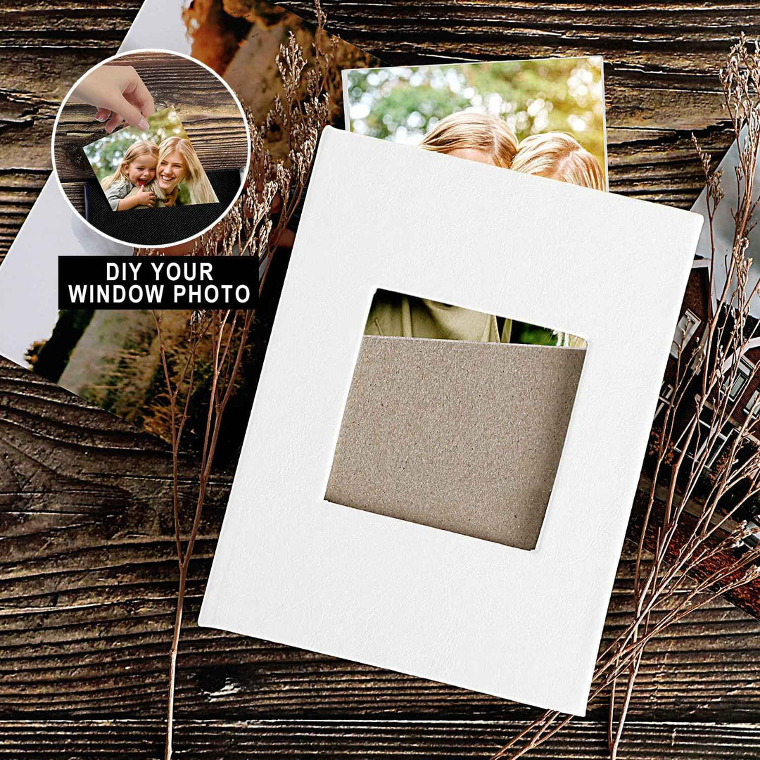 Photo Album 4x6 50 2 Packs, Small Mini Capacity Leather Photo Books, Each Pack Holds 50 Top Loader Vertical Only Pictures White