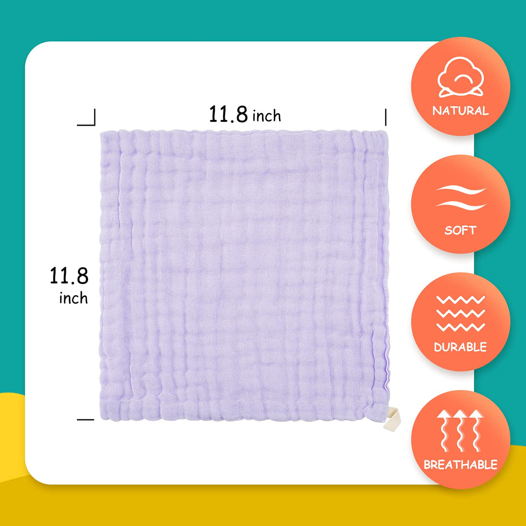 Baby Washcloths - Natural Cotton Baby Wipes - Soft Newborn Face Towel and Washcloth for Sensitive Skin- Baby Registry as Shower 5 Pack 12x12 inches