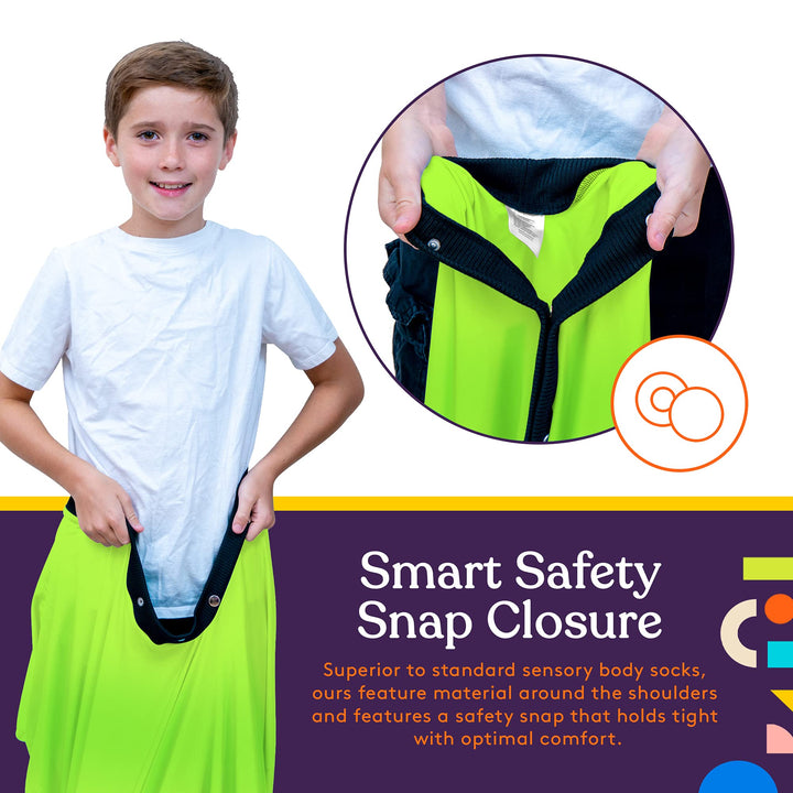 GREEN Sensory Body Sock Full-Body Wrap to Relieve Stress, Stretchy, Breathable Cozy Sensory Sack for Boys, Girls, Safe, Comfortable, Calming Relief Cocoon (Small 40x27)