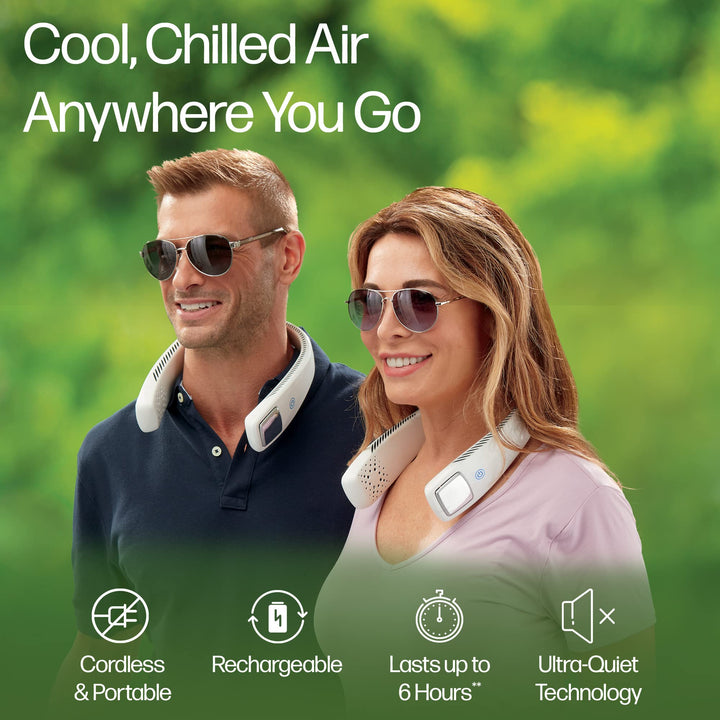 Freedom Personal Air Cooler - Portable 3-Speed Neck Fan, Hands-Free Wearable Design, Lightweight, Cordless And Rechargeable