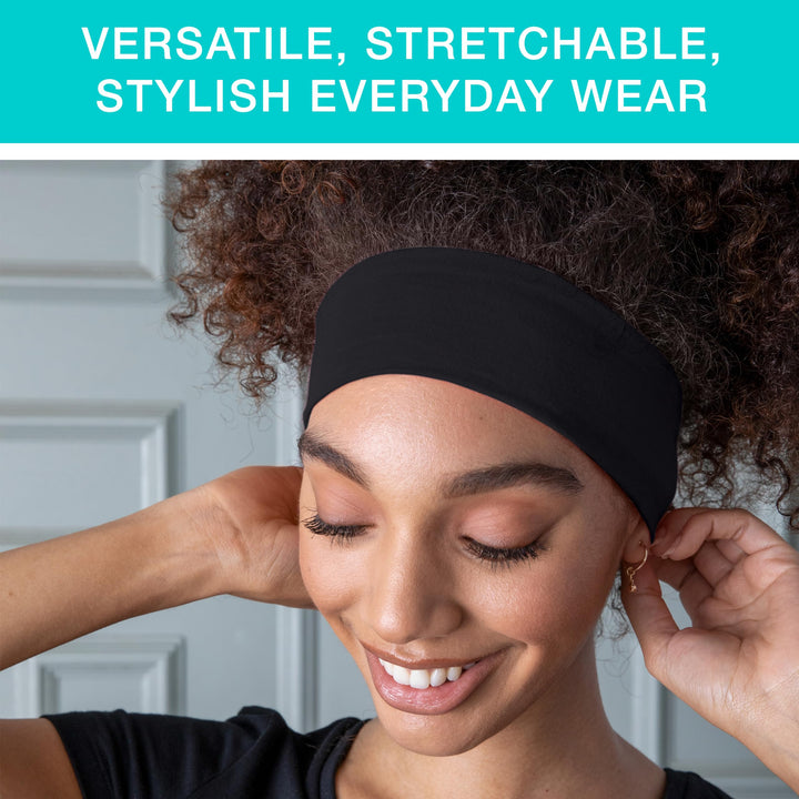 Scunci Effortless Beauty Basic Interlock Headwraps, Black, 5 Count, 4.6 Pound