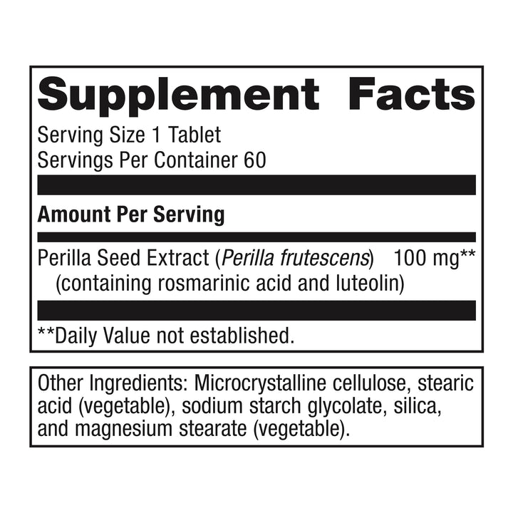 Perimine - Healthy Breathing, Respiratory & Immune Support* - with Perilla Seed Extract - with Flavonoids Rosmarinic Acid & Luteolin - Non-GMO - Gluten-Free - Vegetarian - 60 Tablets