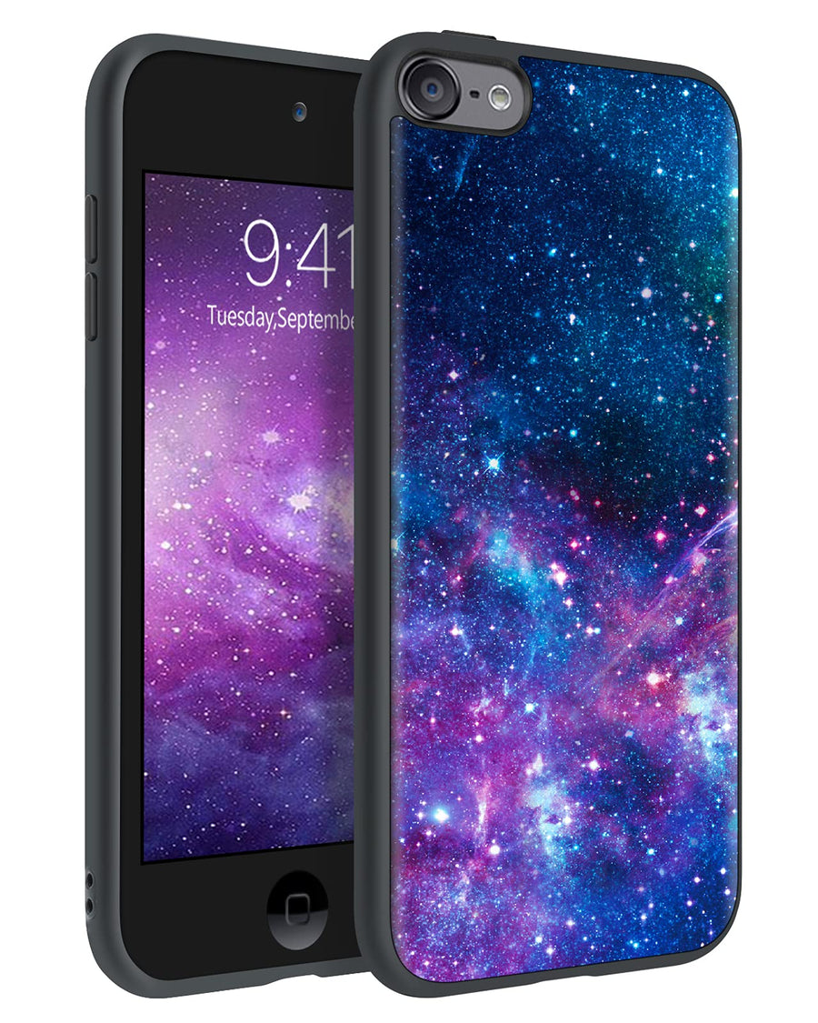 for iPod Touch 7th Generation Case, iPod Touch 6th / 5th Generation Case, Slim Fit Glow in The Dark Soft Flexible Bumper Protective Anti Scratch Non-Slip Cute Phone Cases Cover, Nebula Galaxy