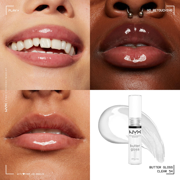 PROFESSIONAL MAKEUP Butter Gloss, Non-Sticky Lip Gloss - Sugar Glass (Clear)