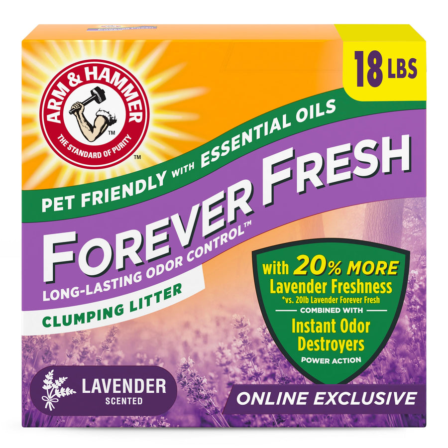 Forever Fresh Clumping Cat Litter Lavender, MultiCat 18lb With 20% More Lavender Freshness, Pet Friendly With Essential Oils