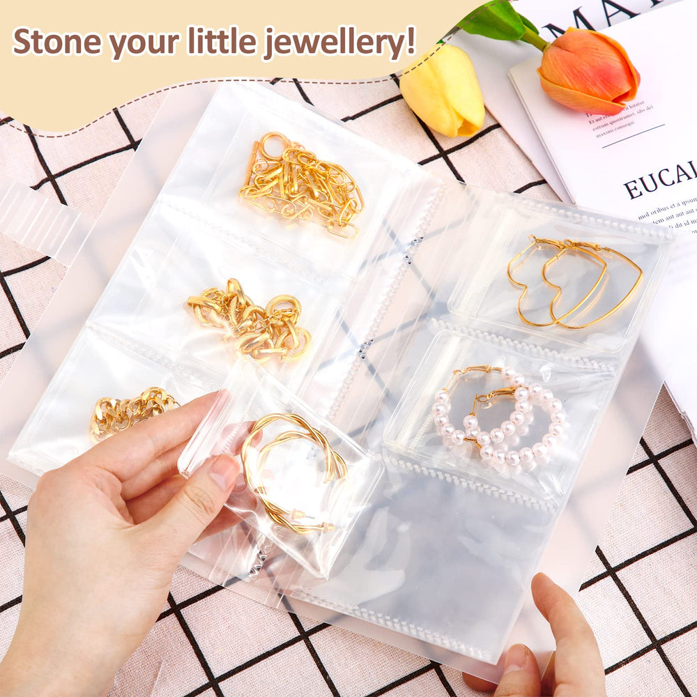 200 Pcs Clear Plastic Jewelry Bags Anti Tarnish Jewelry Bag Self Seal PVC Earrings Necklace Jewelry Pouch for Small Zipper Ring, 4 Sizes