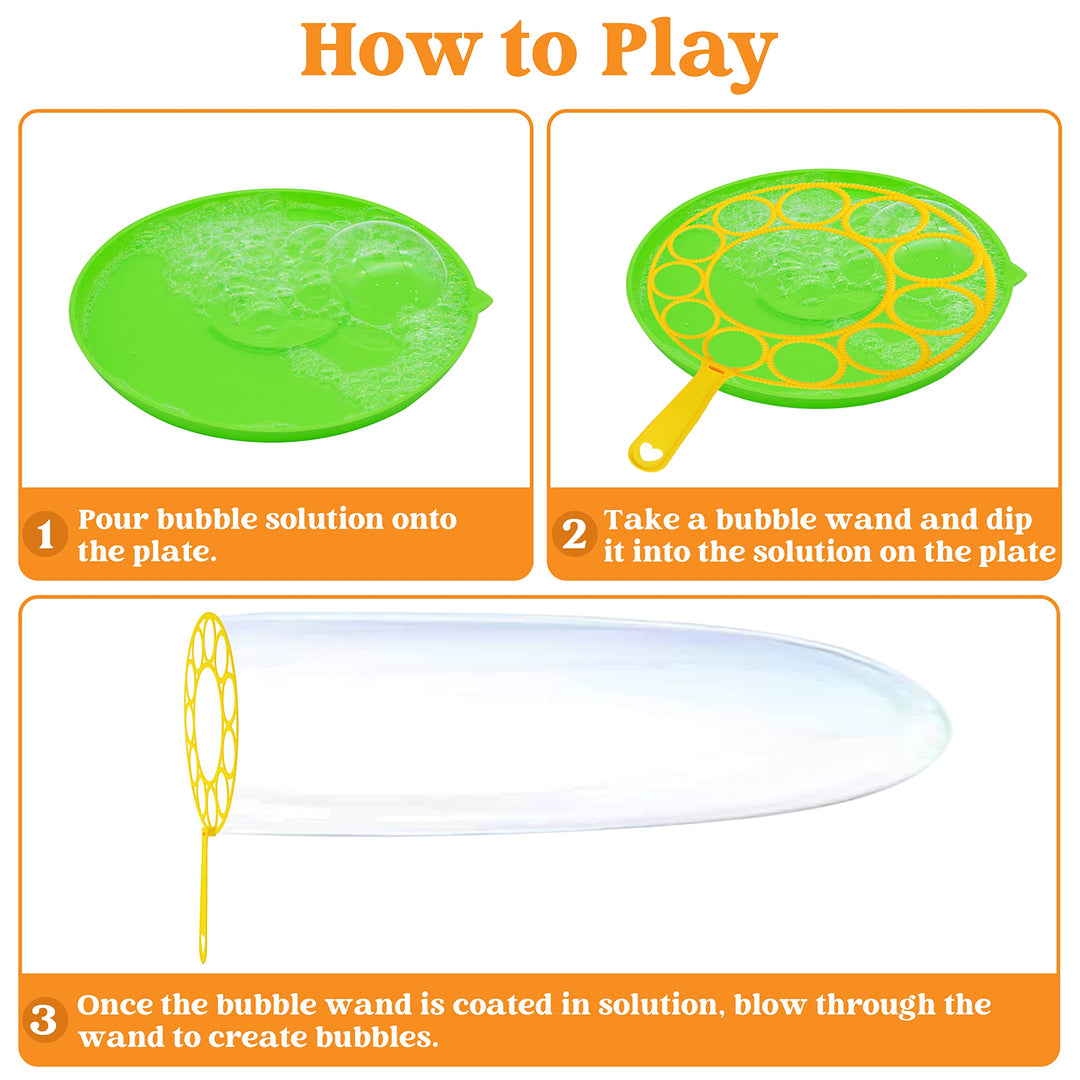 Big Bubble Wands Set Bulk for Kids Summer Outdoor Activity Party Favors, 18 Pcs Giant Bubble Maker with Tray, 12 Large, 6 Pcs Bubble Solution Suitable for All Age People