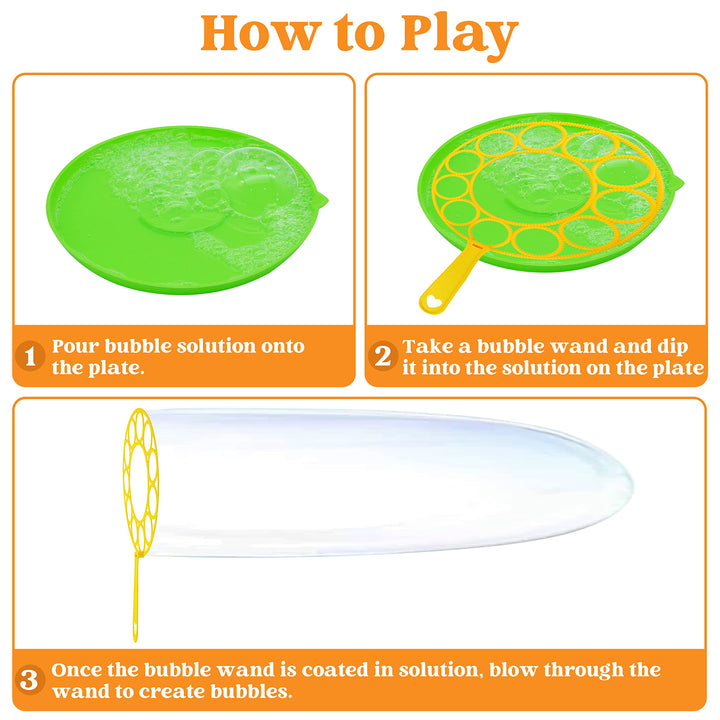 Big Bubble Wands Set Bulk for Kids Summer Outdoor Activity Party Favors, 18 Pcs Giant Bubble Maker with Tray, 12 Large, 6 Pcs Bubble Solution Suitable for All Age People