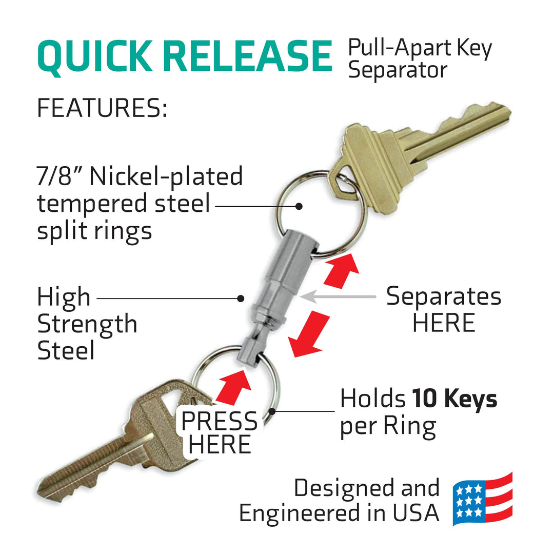 Quick Release Keychain, unisex, adult, Nickel-Plated Brass, 1 Per Pack (70701)