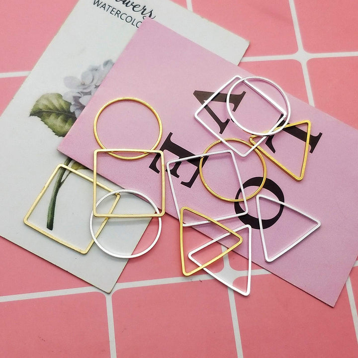 60pcs Earrings Beading Hoop Earring Finding Geometric Pendant Connector Round Hoop Earring for Jewelry Making DIY Crafts Art Creation Women Gift(Triangle & Square & Circle)