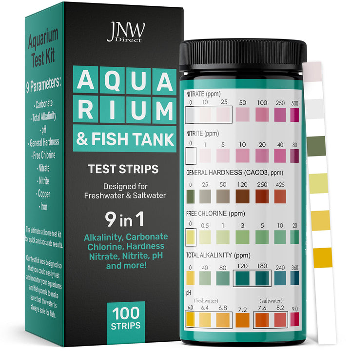 Aquarium Test Strips - 9-in-1 Aquarium Test Kit with eBook - Aquarium Water Test Kit with Quick and Accurate Fish Tank Test Strips - 100 Test Strips