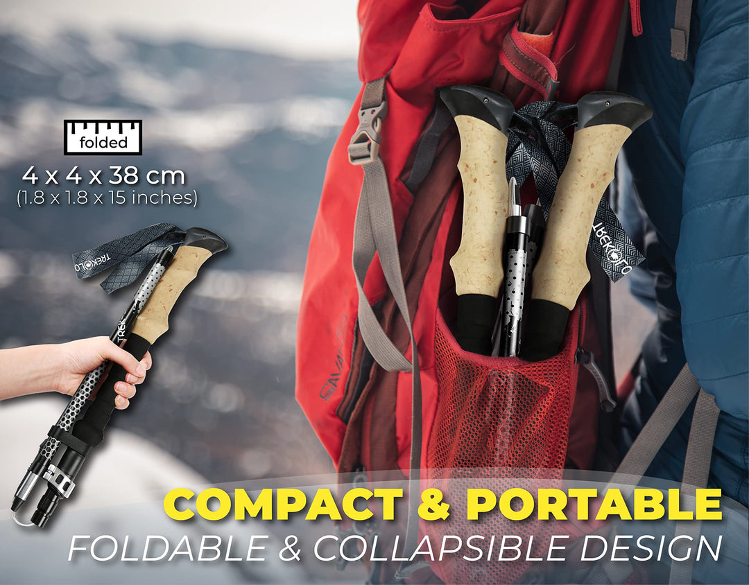 Trek-Z Collapsible Hiking & Trekking Poles - Balance Support for Seniors, Women, and Men, 2pc Per Set
