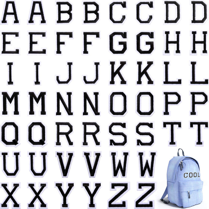 52 Pieces Iron on Letter Patches, Alphabet Applique Patches or Sew on Appliques with Embroidered Patch A-Z Letter Badge Decorate Repair Patches for Hats, Shirts, Shoes, Jeans, Bags (Red)