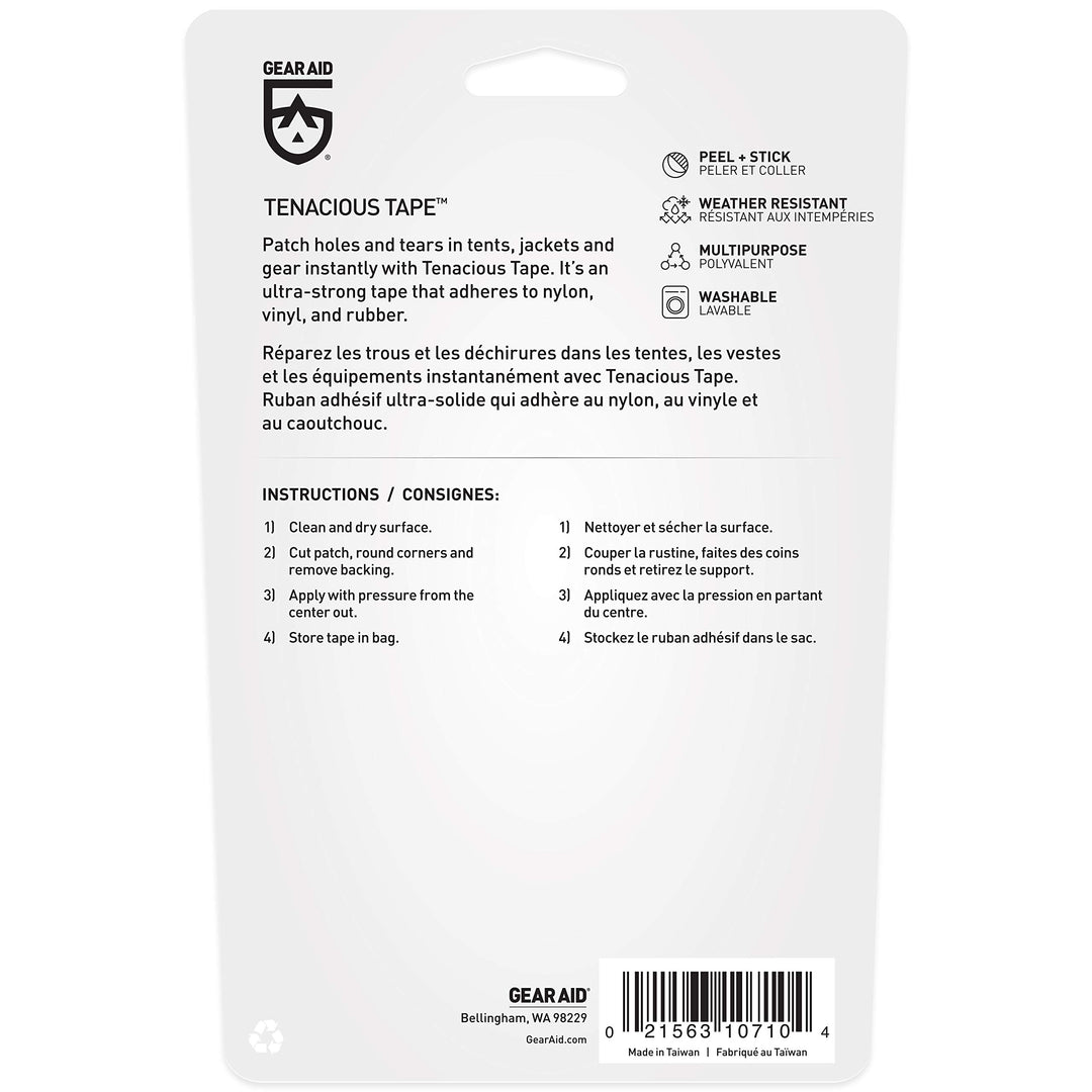 Gear Aid Tenacious Tape Repair Patches for Tents and Outdoor Gear, 3”, Black and Clear