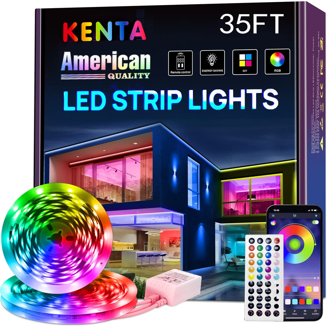 Led Strip Lights 35ft Smart Light Strips with App Control Remote, 5050 RGB Led Lights for Bedroom, Music Sync Color Changing Lights for Room Party
