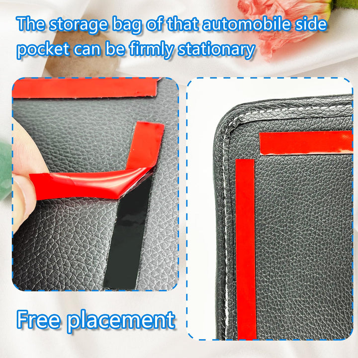 Car Side Pocket Organizer, Auto Seat Pockets PU Leather Pen Phone Holder Tray Pouch Used for Car Door, Window, Console, Seat -Fits to Organize Document, Registration, Notepad, Gadgets, Pen
