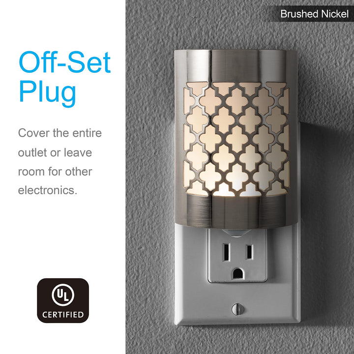 CoverLite LED Night Light, Decorative, Plug-In, Smart Dusk-to-Dawn Sensor, Home Décor, Ideal for Bedroom, Bathroom, Kitchen, Hallway, UL-Certified, 11332, Oil Rubbed Bronze | Geometric