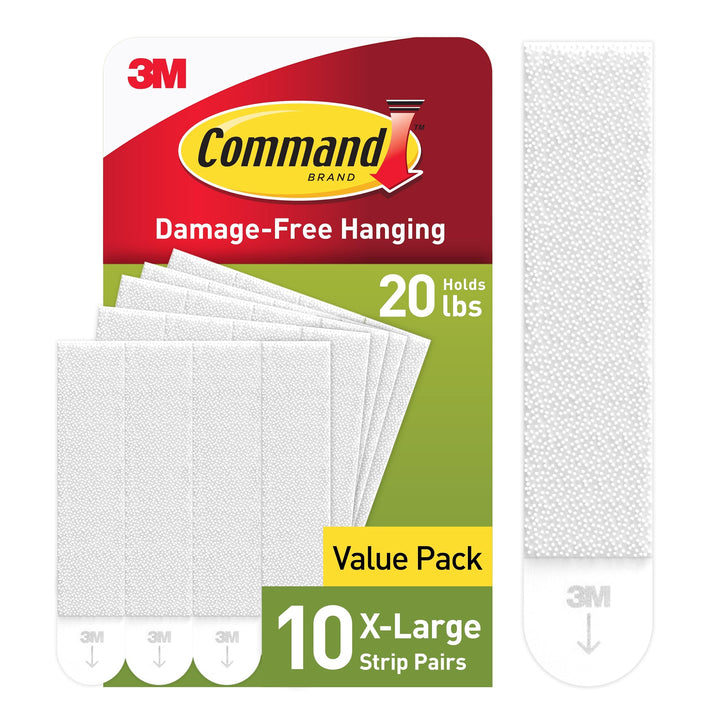 20 lb XL Heavyweight Picture Hanging Strips 10 Pairs (20 Strips), Damage Free Hanging Picture Hangers, Heavy Duty Wall Hanging Strips for Christmas Decorations