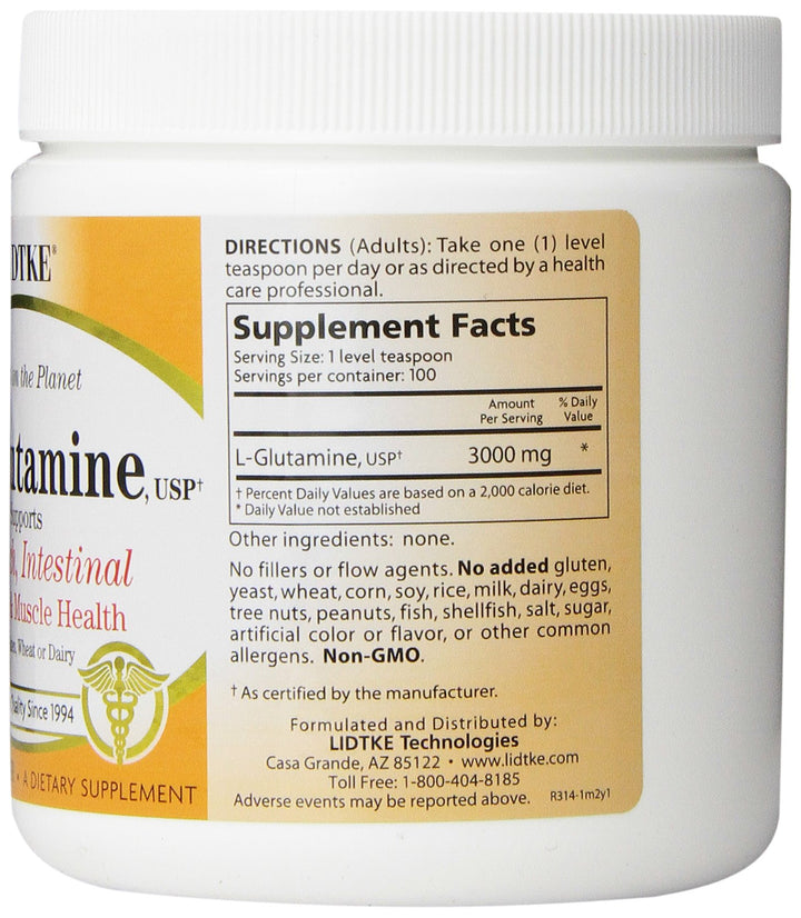 Lidtke Technologies L-Glutamine Powder, 300 Gram
