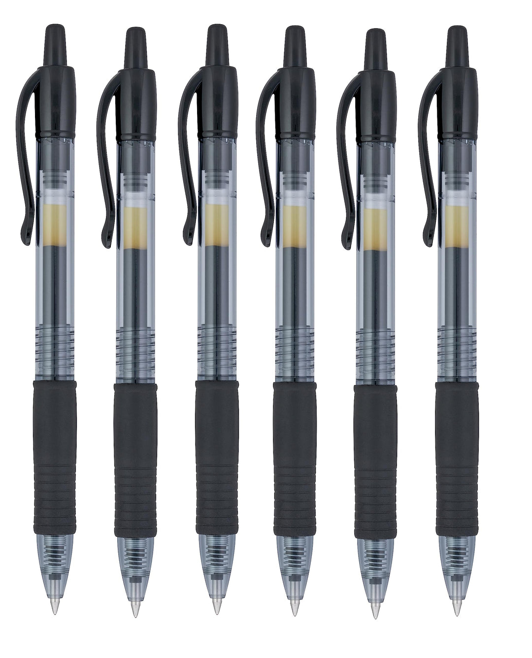 G2 07 Black Fine Retractable Gel Ink Pen Rollerball 0.7mm Nib Tip 0.39mm Line Width Refillable BL-G2-7 (6)