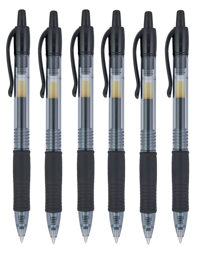 G2 07 Black Fine Retractable Gel Ink Pen Rollerball 0.7mm Nib Tip 0.39mm Line Width Refillable BL-G2-7 (6)