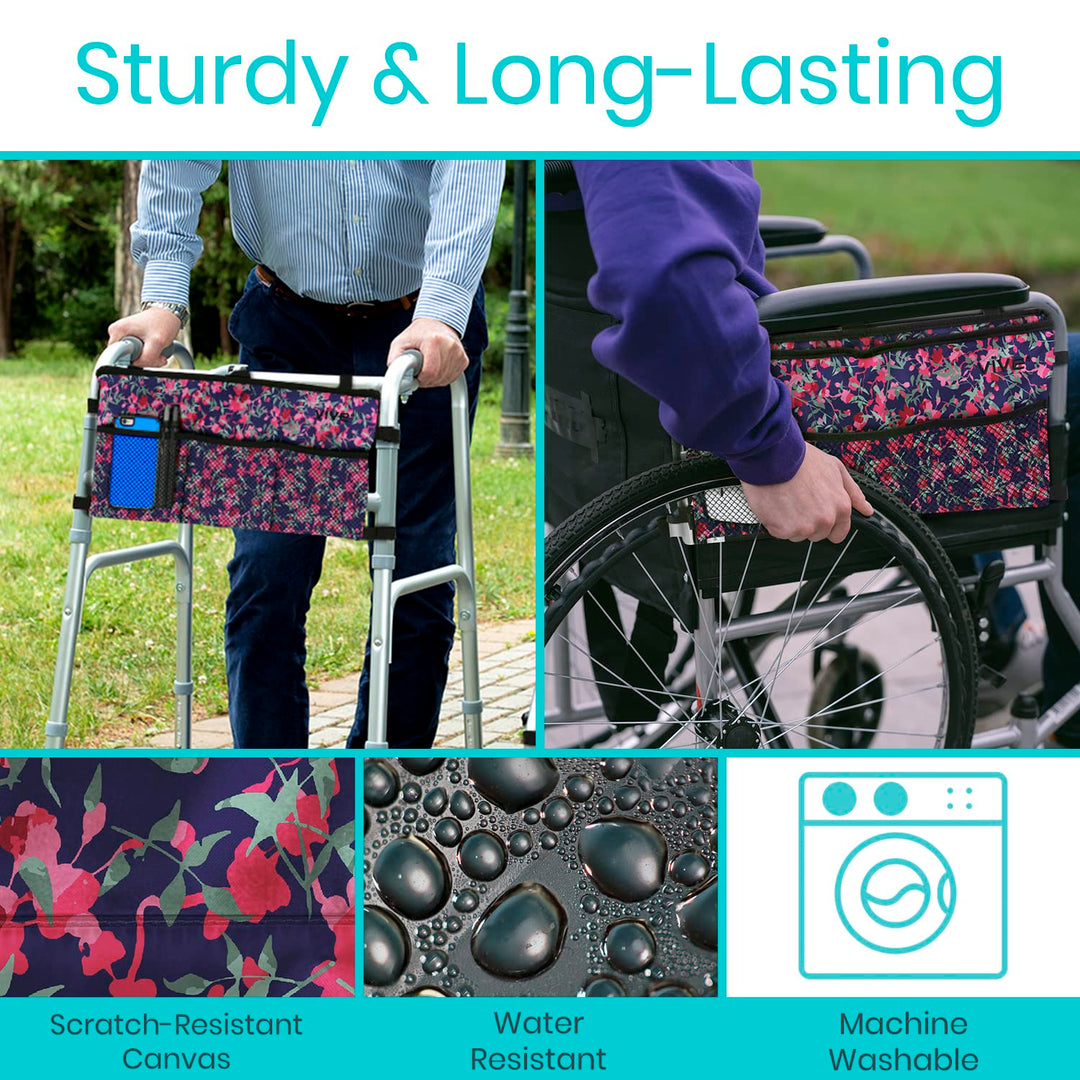 Walker Bag - Accessories Wheelchair Basket Pouch (Water Resistant) - Seniors Caddy Accessory Attachment for Folding, Rolling Walkers - Carry Storage Carrier Tote - Lightweight, Universal Size