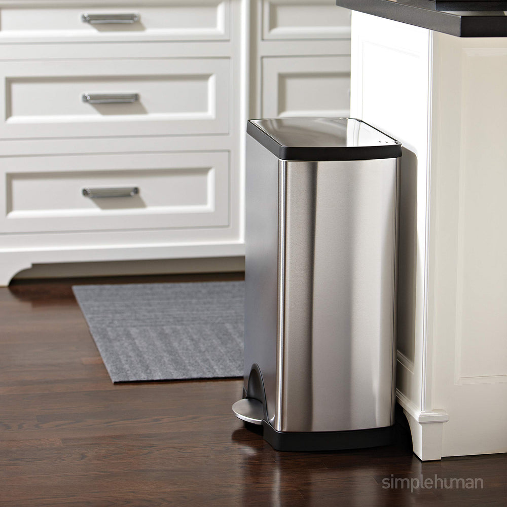 50 Liter / 13.0 Gallon Rectangular Kitchen Step Trash Can, Brushed Stainless Steel