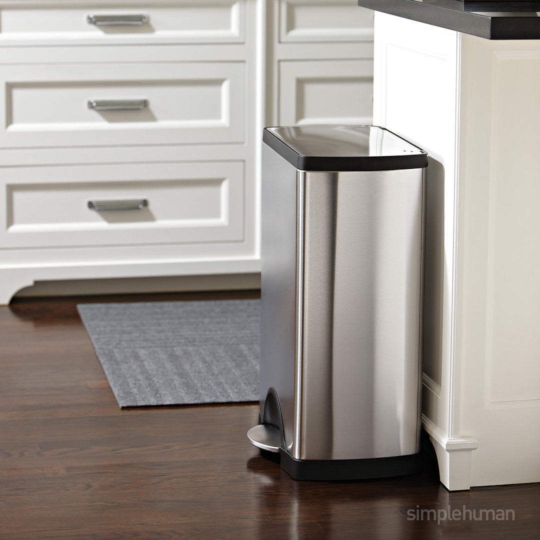 50 Liter / 13.0 Gallon Rectangular Kitchen Step Trash Can, Brushed Stainless Steel